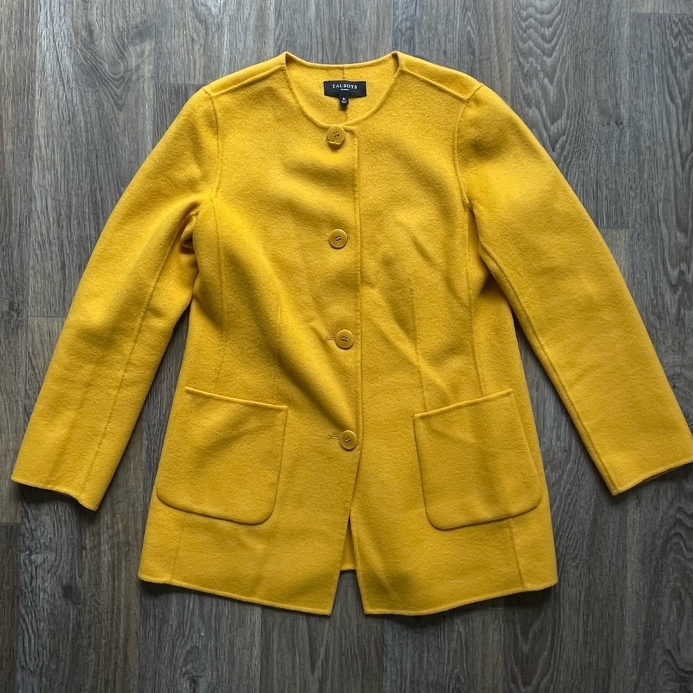 Talbots Petites Wool Jacket marigold Yellow Blazer Coat classic Fall Jacket 8P